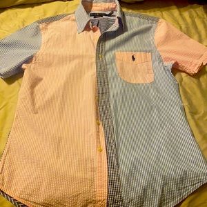 Seersucker Polo Ralph Lauren men shirt size Medium slim fit